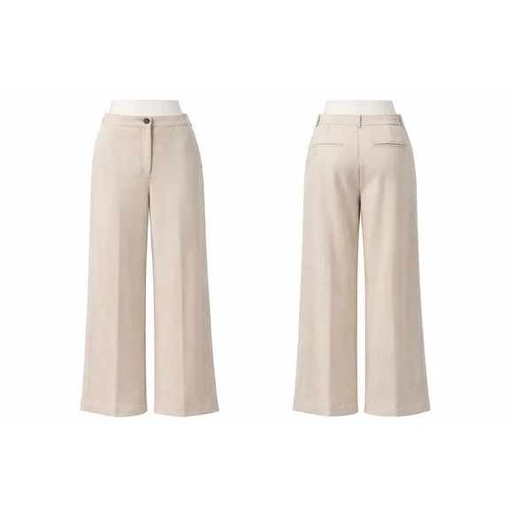 Ann Taylor Kate Women's Faux Suede Wide Leg Pants Cream High Rise Size XL - Picture 1 of 14